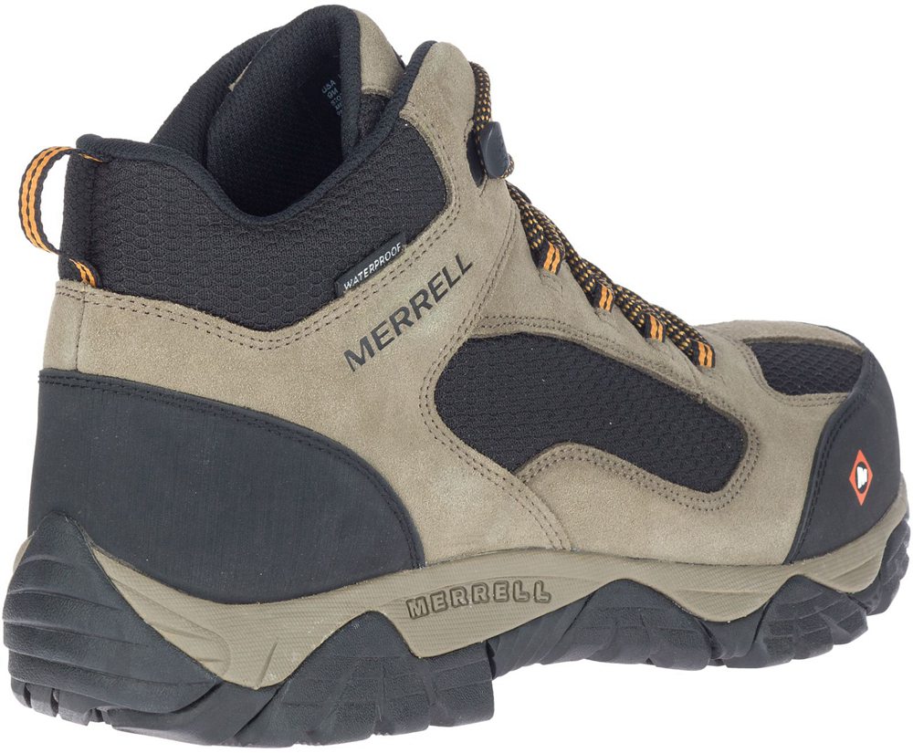 Botas Homem - Merrell Moab Onset Mid Waterproof Comp Toe - Marrom/Pretas - NKM530876